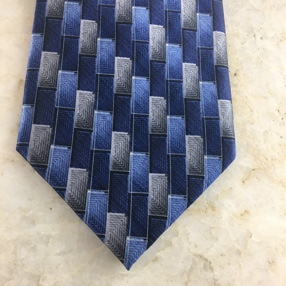 UMBERTO BOSSI BLUE, GREY ALL SILK TIE